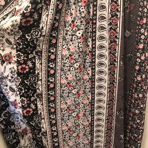 Ayden Plants Print Cold Shoulder Pocketed Flared Maxi Dress